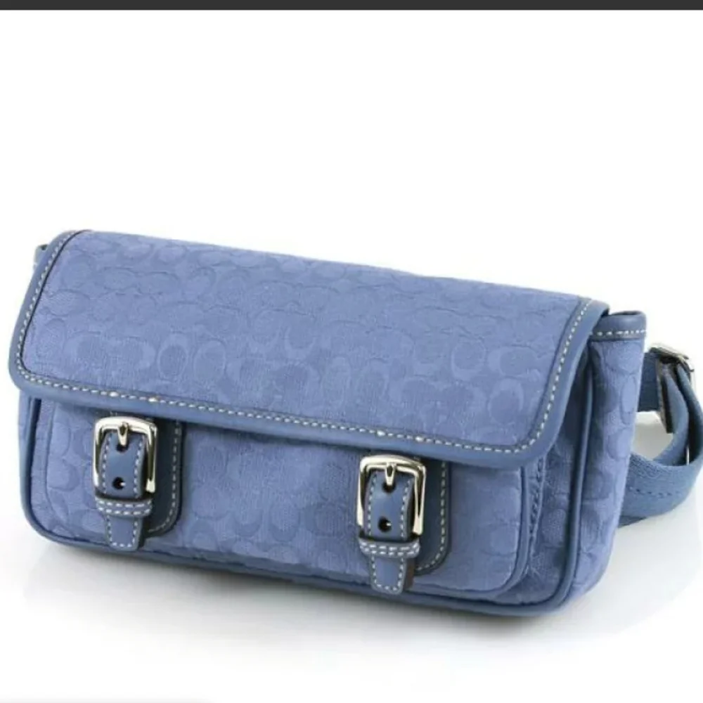 Y2K Coach Jacquard Vintage Bon Voyage Signature Blue Belt Bag/Fanny Pack